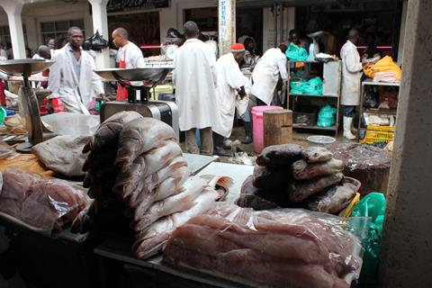 Fish from Lake Victoria at Nairobi market in Kenya